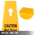 6x Yellow Wet Floor Safety Cones 66cm Bilingual Caution Signs Indoor Outdoor