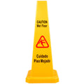 6x Yellow Wet Floor Safety Cones 66cm Bilingual Caution Signs Indoor Outdoor