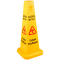 6x Yellow Wet Floor Safety Cones 66cm Bilingual Caution Signs Indoor Outdoor