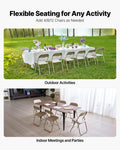 4 Pack Folding Chairs Leather Padded Metal Frame Stackable Khaki