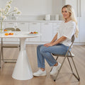 4 Pack Folding Chairs Leather Padded Metal Frame Stackable Khaki