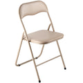 4 Pack Folding Chairs Leather Padded Metal Frame Stackable Khaki