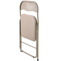 4 Pack Folding Chairs Leather Padded Metal Frame Stackable Khaki