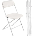4 Pack Folding Chairs White Plastic Heavy Duty Metal Frame Stackable