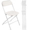 4 Pack Folding Chairs White Plastic Heavy Duty Metal Frame Stackable