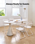 4 Pack Folding Chairs White Plastic Heavy Duty Metal Frame Stackable