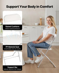 4 Pack Folding Chairs White Plastic Heavy Duty Metal Frame Stackable