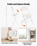 4 Pack Folding Chairs White Plastic Heavy Duty Metal Frame Stackable
