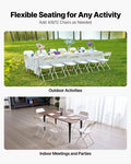 4 Pack Folding Chairs White Plastic Heavy Duty Metal Frame Stackable