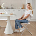 4 Pack Folding Chairs White Plastic Heavy Duty Metal Frame Stackable