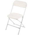 4 Pack Folding Chairs White Plastic Heavy Duty Metal Frame Stackable
