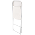 4 Pack Folding Chairs White Plastic Heavy Duty Metal Frame Stackable
