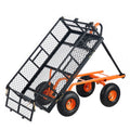 Garden Dump Cart Metal 399kg Capacity 2-in-1 Handle Wheelbarrow