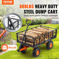Garden Dump Cart Metal 399kg Capacity 2-in-1 Handle Wheelbarrow