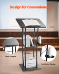 Podium Stand 1180mm Metal Lectern Curved Open Storage Book Stopper