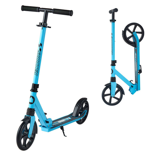 Kick Scooter for Kids Ages 8+, Teens & Adults, 2-Wheel Toddler Scooter with Adjustable Height Handlebar, Wide Anti-Slip Deck, Foldable Lightweight for Boys & Girls up to 99.8 kg, Blue + Black