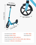 Kick Scooter 2-Wheel Foldable Adjustable Height 99.8kg Blue Black
