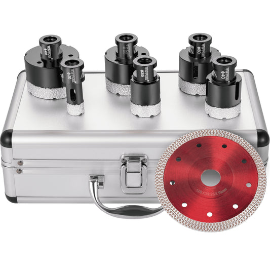 Diamond Hole Saw Kit 6PC 15-68mm Tile Ceramic Marble Vacuum Brazed