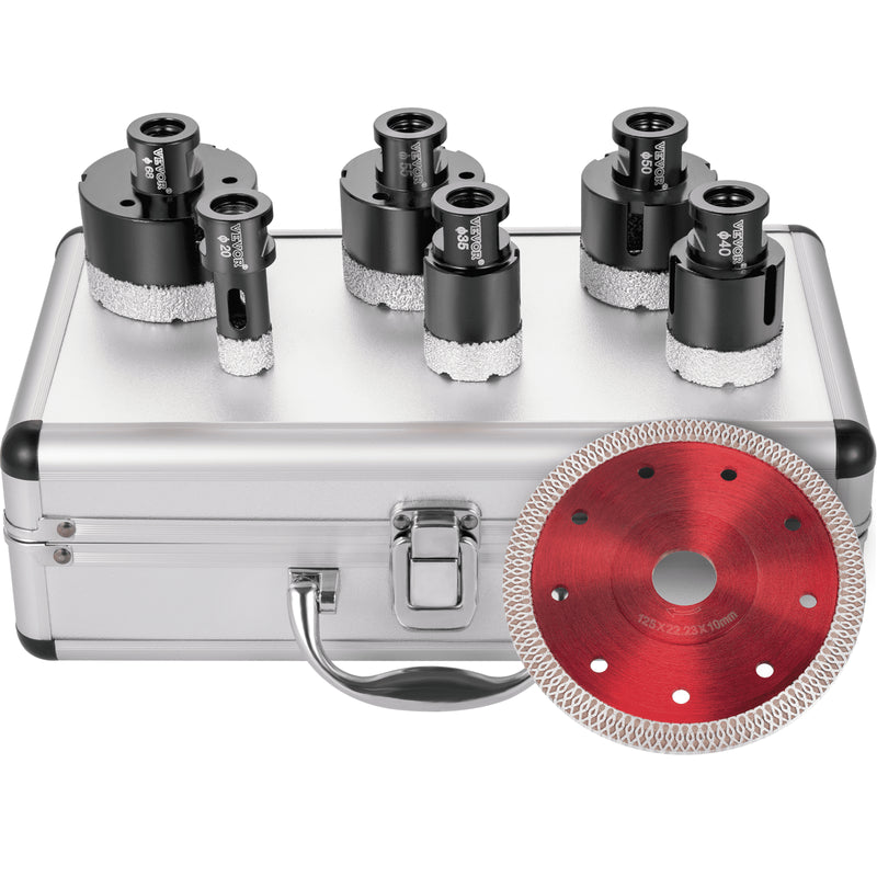 Diamond Hole Saw Kit 6PC 15-68mm Tile Ceramic Marble Vacuum Brazed