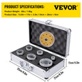 Diamond Hole Saw Kit 6PC 15-68mm Tile Ceramic Marble Vacuum Brazed
