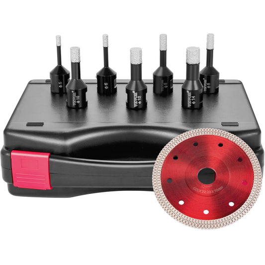 Diamond Hole Saw Kit 7PC Tile Ceramic Marble 6-14mm Vacuum Brazed