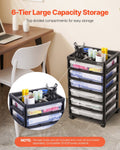 Scrapbook Rolling Storage Cart 6-Tier Black Craft Organizer