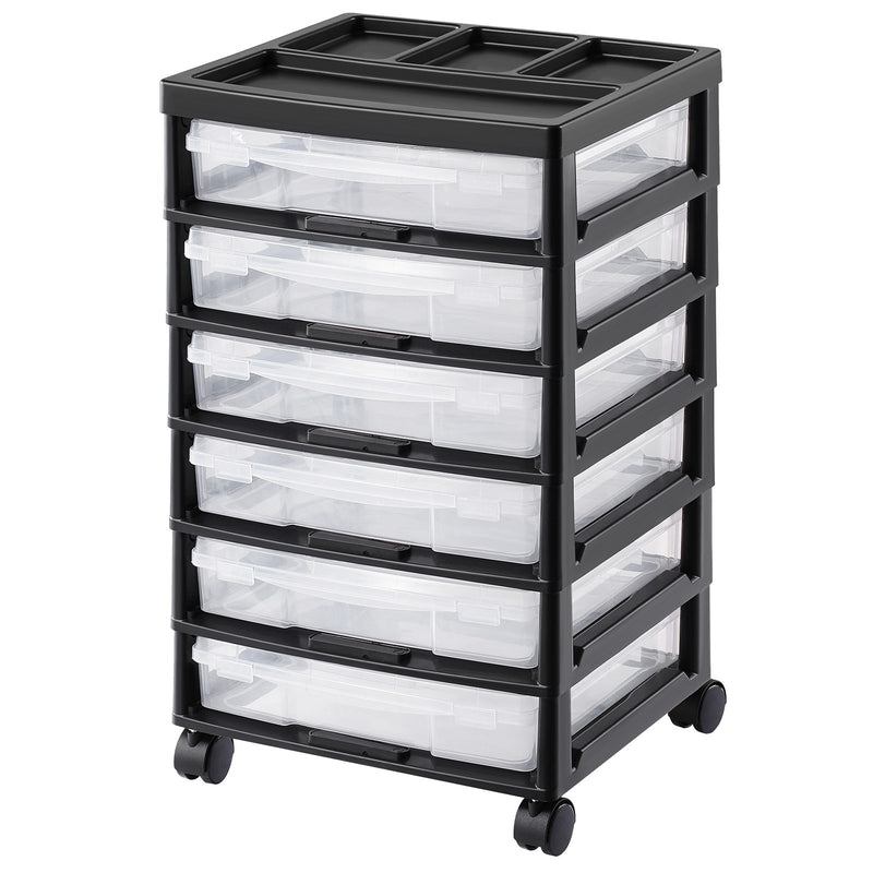 VEVOR Scrapbook Rolling Storage Cart 6-Tier Black 6 Clear Cases