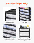 VEVOR Scrapbook Rolling Storage Cart 6-Tier Black 6 Clear Cases