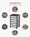 VEVOR Scrapbook Rolling Storage Cart 6-Tier Black 6 Clear Cases