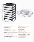 VEVOR Scrapbook Rolling Storage Cart 6-Tier Black 6 Clear Cases