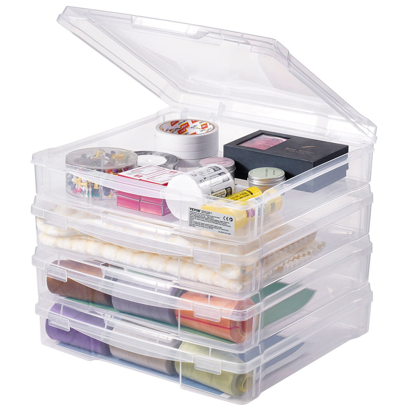 Scrapbook Paper Storage 4 Pack Stackable Clear Plastic Boxes
