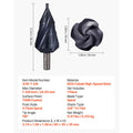 Step Drill Bit, 4.76 to 34.93 mm, 9.53 mm Triangular Shank, TiAlN Coating Cobalt High Speed Steel, Four Spiral Flute Step Bit for Metal, Stainless Steel, Aluminum, Wood, Plastic, Fiberglass
