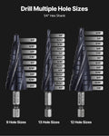 Step Drill Bit Set 3.2-22.2mm 3pc TiAlN Cobalt HSS Metal Steel