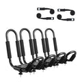 Kayak Roof Rack 2 Pairs J-Bar, Soft Roof Rack, Top Mount Tie Down, Carrier for kayak, Surf Board, Canoe, SUP, Ski Board, Mount on Car, SUV, Truck, 2 Kayaks