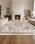 Area Rug 2438x3048mm Washable Non-Slip Brown Red Carpet