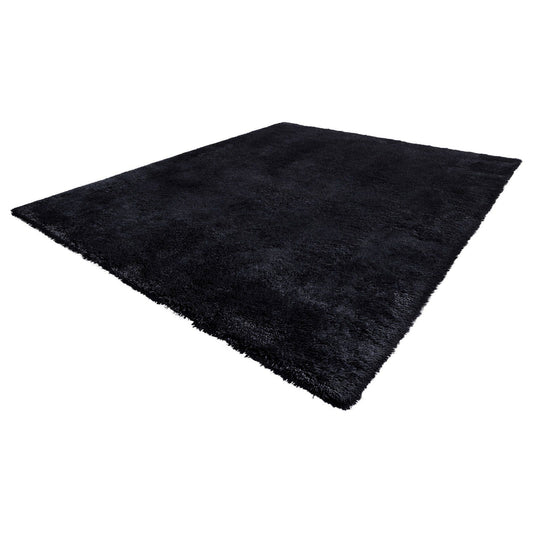 Indoor Plush Area Rugs, 2.44 x 3.05m Soft Plush Carpet, Furry Shag Area Rugs for Living Room, Bedroom, Sunroom, Modern Home Decor Aesthetic, Non-Shedding, Non-Woven, Slip-Resistant, Black