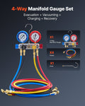 AC Manifold Gauge Set R22 R404A R410A R12 4 Way 1.5m Hoses