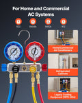 AC Manifold Gauge Set R22 R404A R410A R12 4 Way 1.5m Hoses