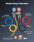AC Manifold Gauge Set R22 R404A R410A R12 4 Way 1.5m Hoses