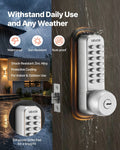 Keyless Door Lock 4-7 Digit Code Push Button Combo Silver Indoor Outdoor