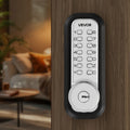 Keyless Door Lock 4-7 Digit Code Push Button Combo Silver Indoor Outdoor