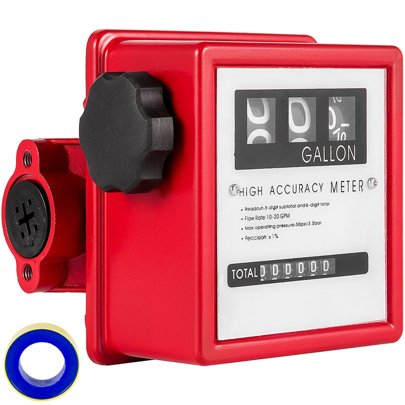 Fuel Flow Meter 20 GPM 3-Digital Display Diesel Gasoline Transfer