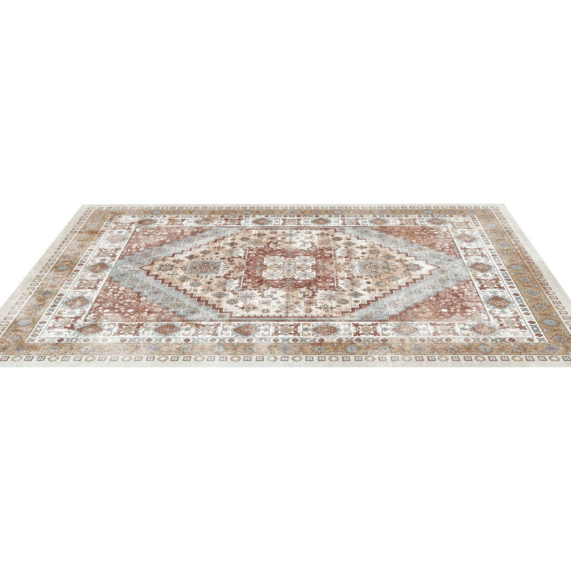 Area Rug 2743x3658mm Brown Red Washable Non-Slip Carpet