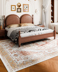 Area Rug 2743x3658mm Brown Red Washable Non-Slip Carpet
