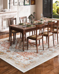 Area Rug 2743x3658mm Brown Red Washable Non-Slip Carpet