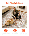 Area Rug 2743x3658mm Brown Red Washable Non-Slip Carpet