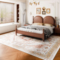 Area Rug 2743x3658mm Brown Red Washable Non-Slip Carpet