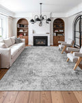 Area Rug 2743x3658mm Large Washable Boho Grey Non-Slip Soft