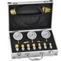 Hydraulic Pressure Test Kit, 250/400/600bar, 3 Gauges 9 Test Couplings 3 Test Hoses, Excavator Hydraulic Test Gauge Set with Portable Carrying Case for Excavator Tractors Construction Machinery