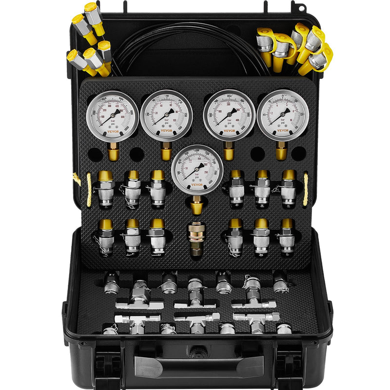 Hydraulic Pressure Test Kit 10-600bar 5 Gauges 13 Couplings Case